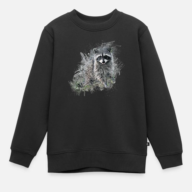 Waschbär - Kinder Premium Organic Sweatshirt - Schwarz