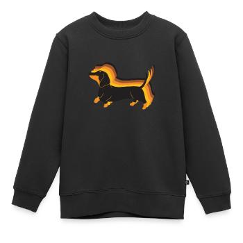 Happy Dachshund Retro Tachshund a hâte de marcher - Sweat Premium enfant bio - noir - Devant - AI Model Kid Female (0cm)