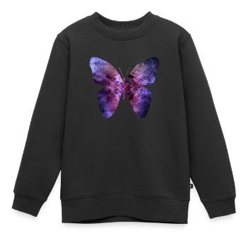Lila Schmetterling - Kinder Premium Organic Sweatshirt - Schwarz - Vorne - AI Model Kid Female (0cm)