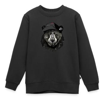 BEAR - Kids Premium Organic Sweatshirt - black - Front - AI Model Kid Female (0cm)