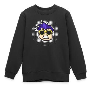 Cooler Kerl mit Sonnenbrille und blauem Haar - Kinder Premium Organic Sweatshirt - Schwarz - Vorne - AI Model Kid Female (0cm)