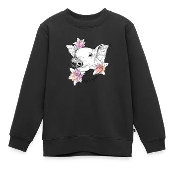 Devenir vegetarien - Sweat Premium enfant bio - noir - Devant - AI Model Kid Female (0cm)