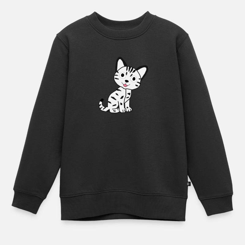 Chat - Sweat Premium enfant bio - noir