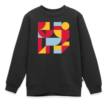 Colorful abstract geometric bauhaus background - Kinder Premium Organic Sweatshirt - Schwarz - Vorne - AI Model Kid Female (0cm)