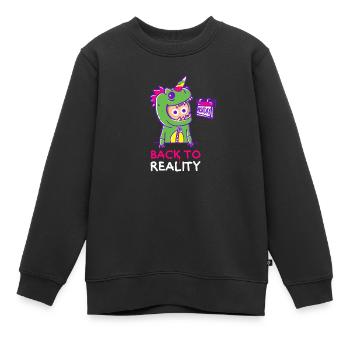 ZURÜCK ZUR REALITÄT - Kinder Premium Organic Sweatshirt - Schwarz - Vorne - AI Model Kid Female (0cm)