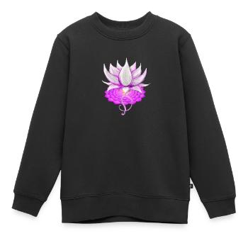 Lotus Couronne chakra - Sweat Premium enfant bio - noir - Devant - AI Model Kid Female (0cm)