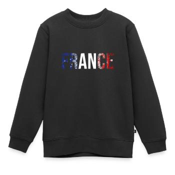 Frankreich Europa Flagge blau weiß rot Flaggen - Kinder Premium Organic Sweatshirt - Schwarz - Vorne - AI Model Kid Female (0cm)