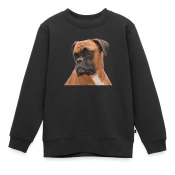 Trauriger Boxer - Kinder Premium Organic Sweatshirt - Schwarz - Vorne - AI Model Kid Female (0cm)