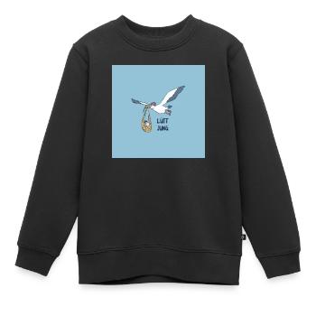 Birth Low German congratulations on the birth - Kids Premium Organic Sweatshirt - black - Front - AI Model Kid Female (0cm)