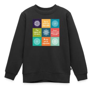 ACCORDS TOLTEQUES - Sweat Premium enfant bio - noir - Devant - AI Model Kid Female (0cm)