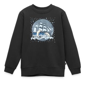 Segelschiff - Kinder Premium Organic Sweatshirt - Schwarz - Vorne - AI Model Kid Female (0cm)