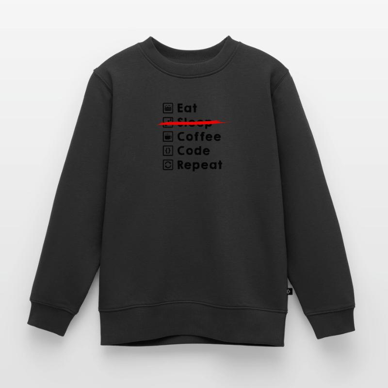 Eat Coffee Code Repeat Kids Premium Organic Sweatshirt