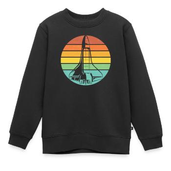 Navette spatiale fusée rétro - Sweat Premium enfant bio - noir - Devant - AI Model Kid Female (0cm)