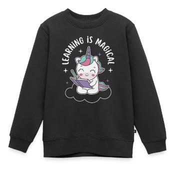 Learning is Magical - Kids Premium Organic Sweatshirt - black - Front - AI Model Kid Female (0cm)