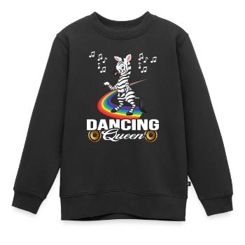 Danseur zèbre dansant dans l’arc-en-ciel - Sweat Premium enfant bio - noir - Devant - AI Model Kid Female (0cm)