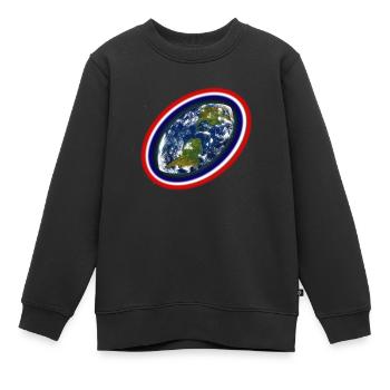 Rugby Earth bleu blanc rouge - Sweat Premium enfant bio - noir - Devant - AI Model Kid Female (0cm)