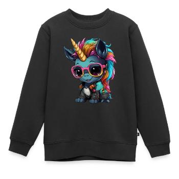 Conception de licorne Punker - Sweat Premium enfant bio - noir - Devant - AI Model Kid Female (0cm)