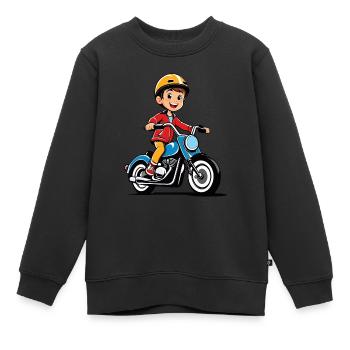 Kleiner Junge fährt Motorrad - Kinder Premium Organic Sweatshirt - Schwarz - Vorne - AI Model Kid Female (0cm)