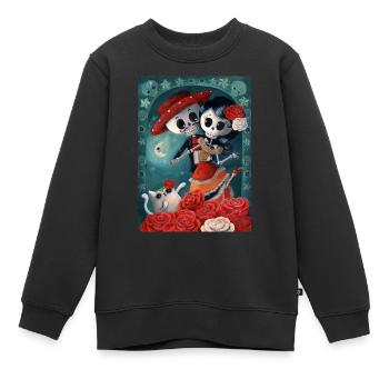 Weiß/Schwarz Dia de Los Muertos Lovers Handy & - Kinder Premium Organic Sweatshirt - Schwarz - Vorne - AI Model Kid Female (0cm)