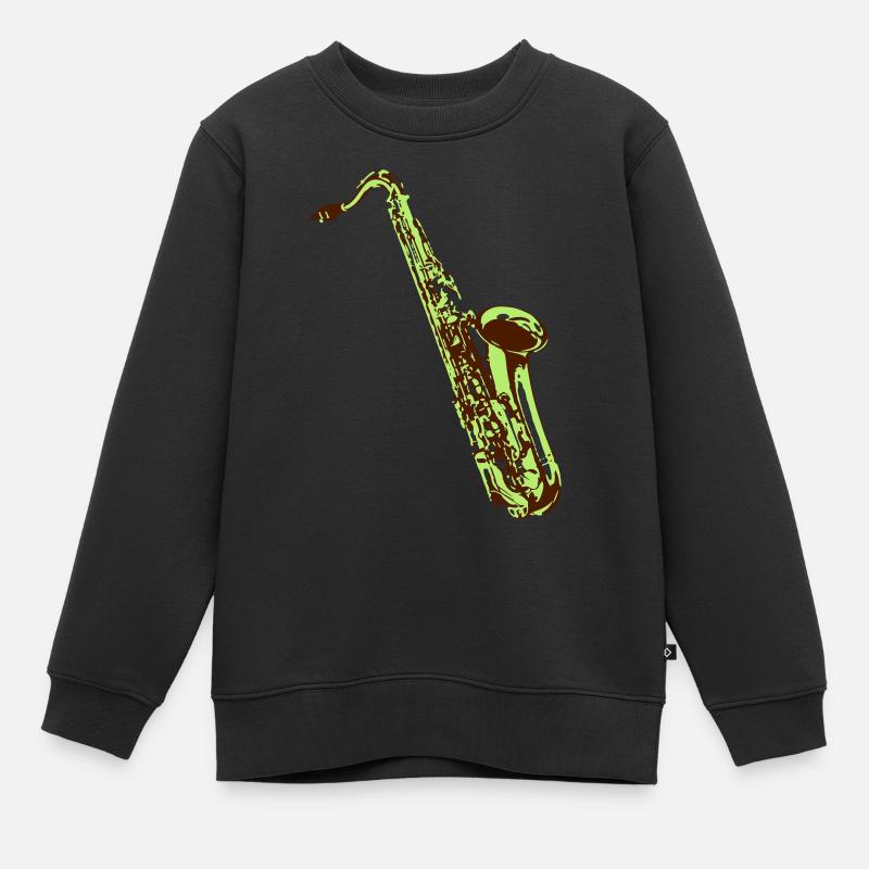 saxophone - Kinder Premium Organic Sweatshirt - Schwarz