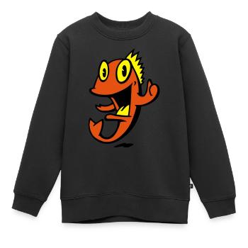 poisson marin souriant - Sweat Premium enfant bio - noir - Devant - AI Model Kid Female (0cm)