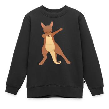 Kangaroo Dab Dance - Kinder Premium Organic Sweatshirt - Schwarz - Vorne - AI Model Kid Female (0cm)