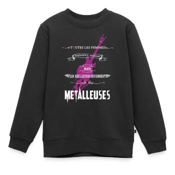 metalleuses.png - Sweat Premium enfant bio - noir - Devant - AI Model Kid Female (0cm)