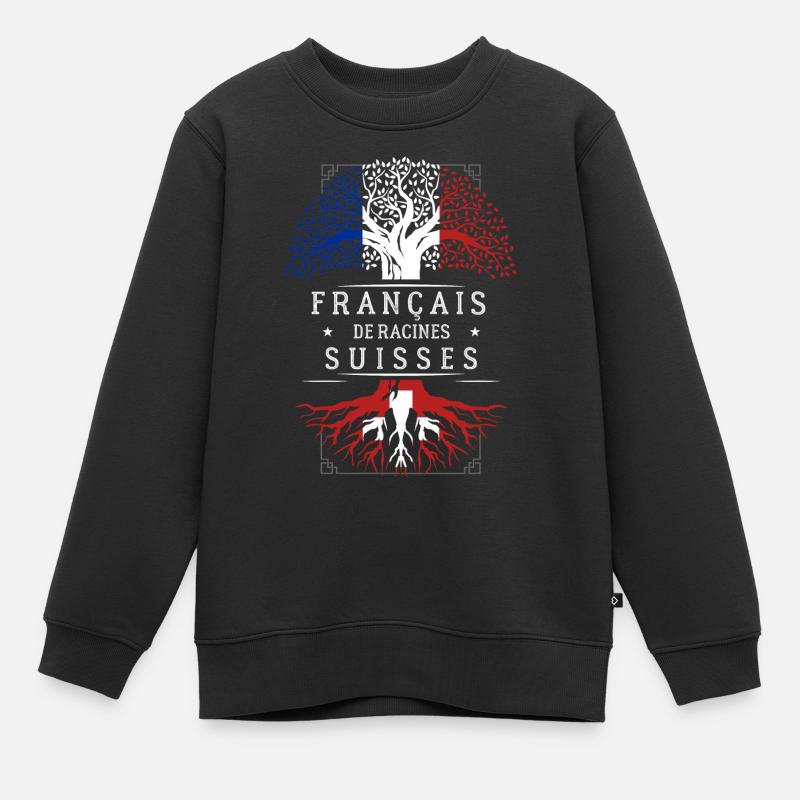 Racines Suisses - Sweat Premium enfant bio - noir