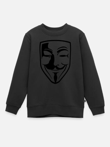 Masque Anonyme Guy Fawks - Sweat Premium enfant bio - noir