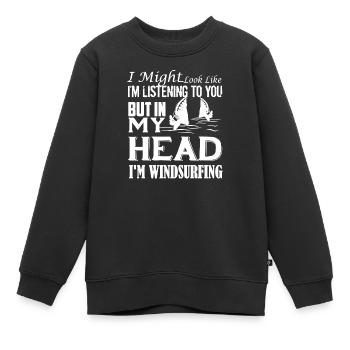 Ich bin Windsurfing Shirt - Kinder Premium Organic Sweatshirt - Schwarz - Vorne - AI Model Kid Female (0cm)