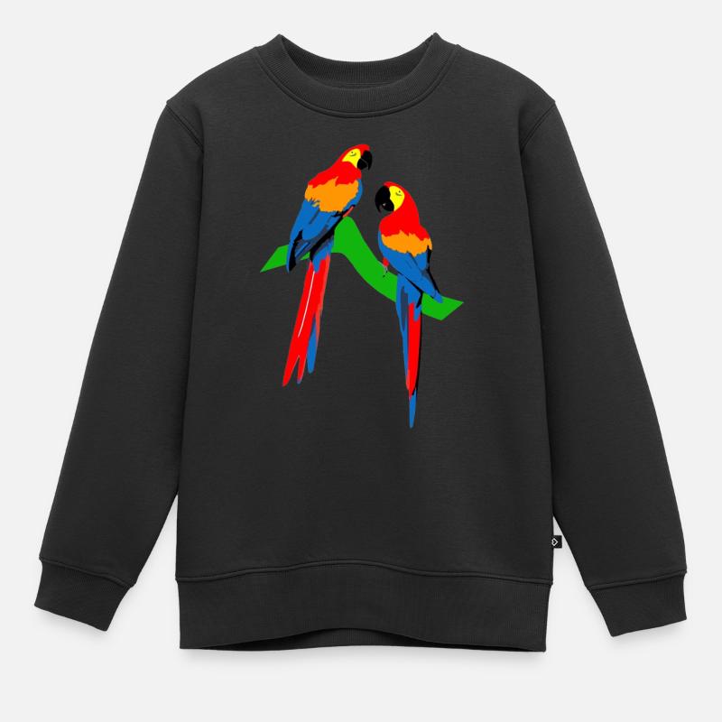 Perroquets - Sweat Premium enfant bio - noir
