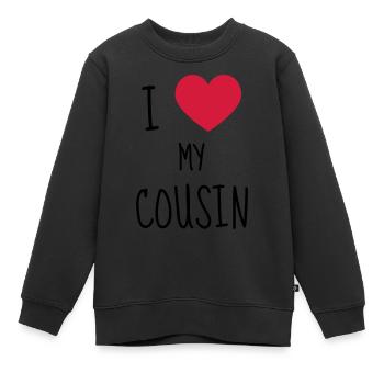Oncle / Tante / Cousin / Cousine - Sweat Premium enfant bio - noir - Devant - AI Model Kid Female (0cm)