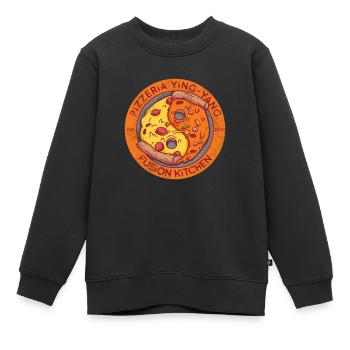 Pizzeria Pizza Ying Yang Fusion Kitchen - Sweat Premium enfant bio - noir - Devant - AI Model Kid Female (0cm)