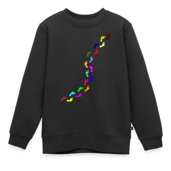 kunterbunte Fußabdrücke - Kinder Premium Organic Sweatshirt - Schwarz - Vorne - AI Model Kid Female (0cm)