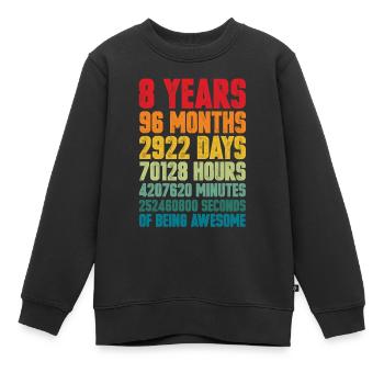8 years 96 months 8th birthday retro gift - Kids Premium Organic Sweatshirt - black - Front - AI Model Kid Female (0cm)