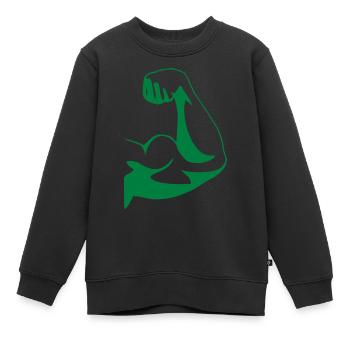 biceps - Kids Premium Organic Sweatshirt - black - Front - AI Model Kid Female (0cm)
