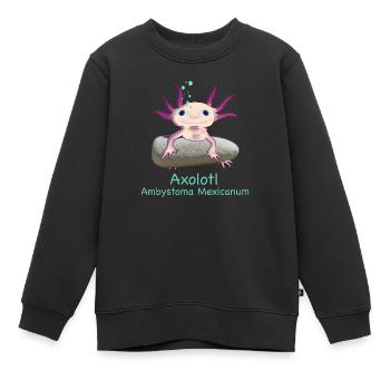 Kultiger Axolotl chillt, handgezeichnet - Kinder Premium Organic Sweatshirt - Schwarz - Vorne - AI Model Kid Female (0cm)