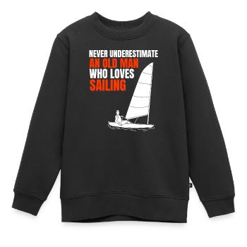 Voile capitaine voilier bateau à voile le sport - Sweat Premium enfant bio - noir - Devant - AI Model Kid Female (0cm)