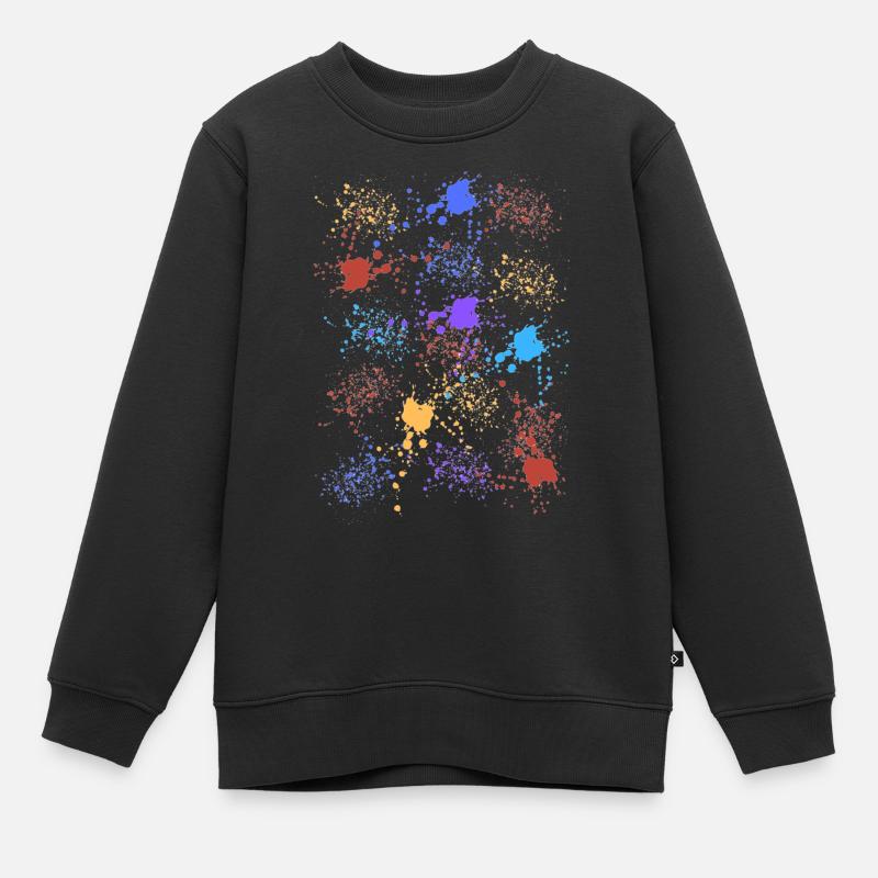 Tache de peinture colorée - Sweat Premium enfant bio - noir