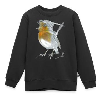 Rouge-gorge Robin Hood - Sweat Premium enfant bio - noir - Devant - AI Model Kid Female (0cm)
