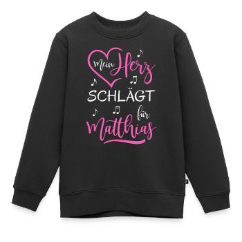 Mein Herz schlägt für Matthias - Kinder Premium Organic Sweatshirt - Schwarz - Vorne - AI Model Kid Female (0cm)