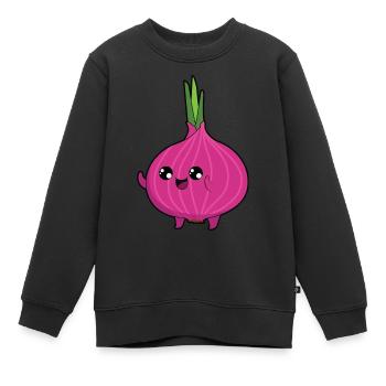 Rote Zwiebel - Kinder Premium Organic Sweatshirt - Schwarz - Vorne - AI Model Kid Female (0cm)