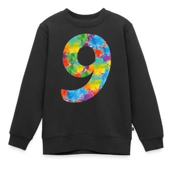 9. Geburtstag Neun 9 Zahl Kleks Geschenk - Kinder Premium Organic Sweatshirt - Schwarz - Vorne - AI Model Kid Female (0cm)