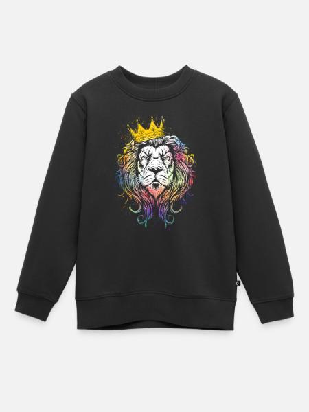 Lion lion lion avec couronne en couleurs - Sweat Premium enfant bio - noir