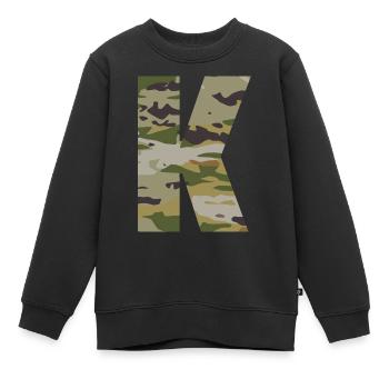 Tarnbuchstabe K - Kinder Premium Organic Sweatshirt - Schwarz - Vorne - AI Model Kid Female (0cm)