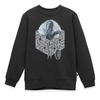 coquelicot noir et blanc avec hexagone en arrière-plan - Sweat Premium enfant bio - noir - Devant - AI Model Kid Female (0cm)