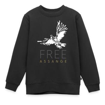 Libérez Assange Freedom pour Julian Assange Pigeon - Sweat Premium enfant bio - noir - Devant - AI Model Kid Female (0cm)