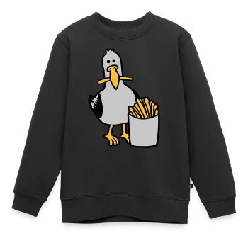 Joyeuses frites volées à la mouette - Sweat Premium enfant bio - noir - Devant - AI Model Kid Female (0cm)