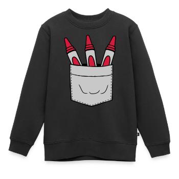 Brusttasche Wachsmalstifte unterwegs mitnehmen - Kinder Premium Organic Sweatshirt - Schwarz - Vorne - AI Model Kid Female (0cm)