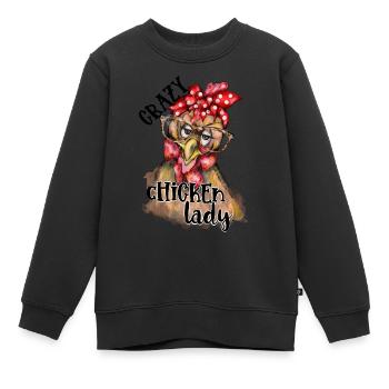 Crazy chicken lady Funny farm design - Kinder Premium Organic Sweatshirt - Schwarz - Vorne - AI Model Kid Female (0cm)